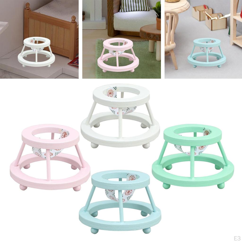 1/12 Dolls House Doll Walkers Mini Stroller Prop Adornment Micro Scene Baby Room for