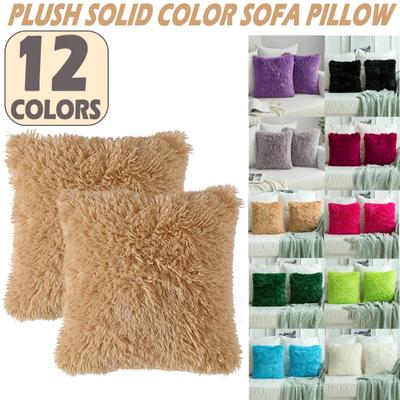 45CM X 45CM Fluffy Faux Soft Plush Pillow Case Cover Cushion Home Bed Sofa Decor