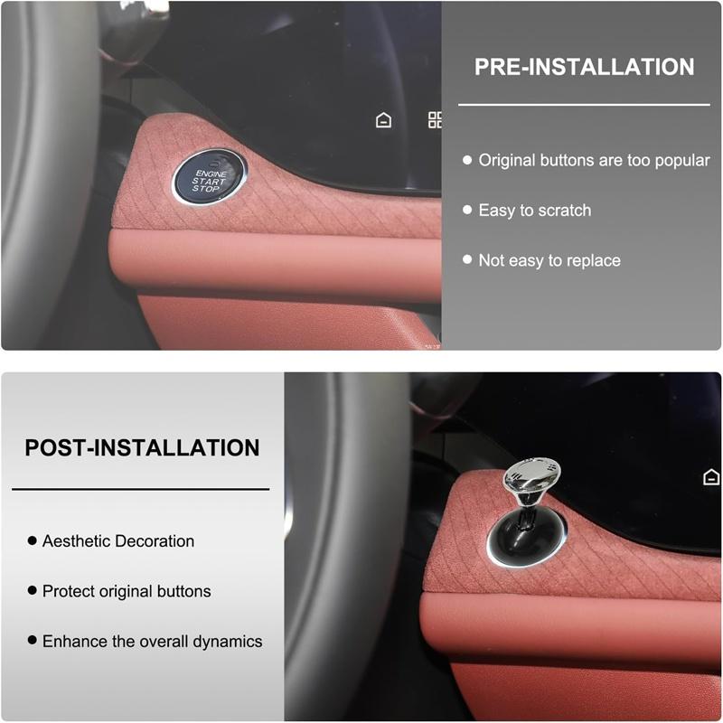 1 Stück Metall-Startknopfabdeckung für Autos, Motorstart-/Stopp-Joystick, Kugelstangen-Starterabdeckung für dekoratives Zubehör