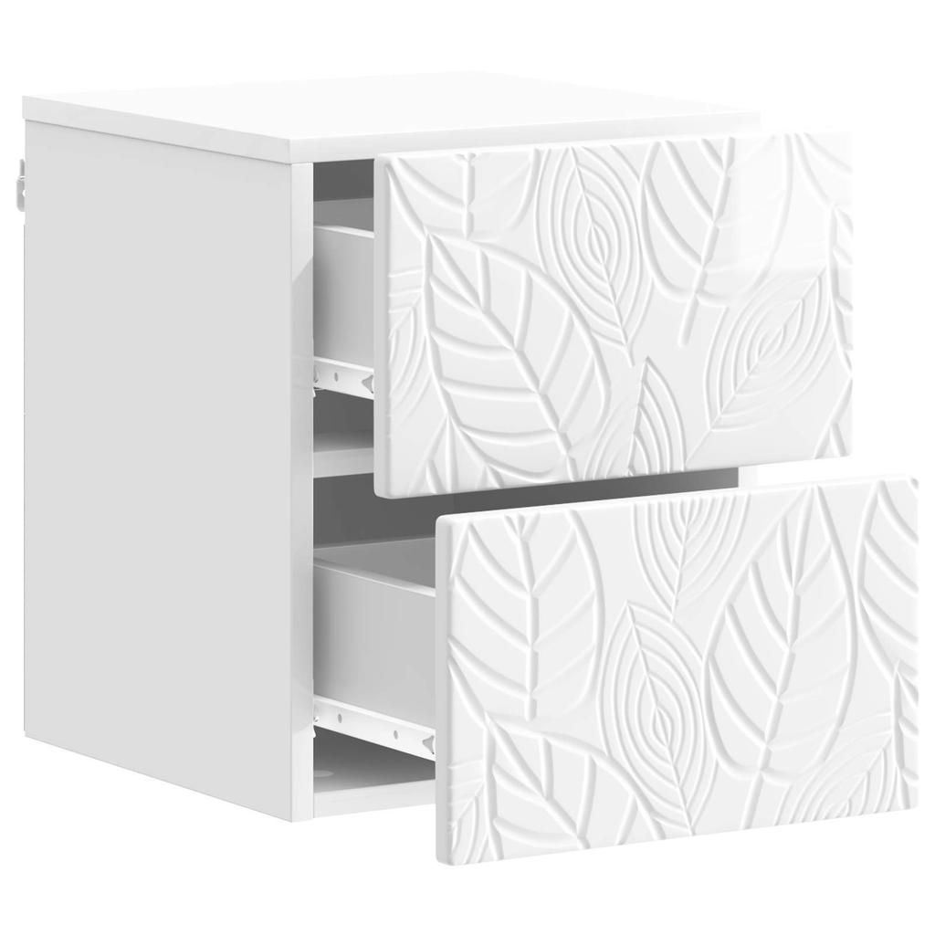 Wall Mounted Nightstand High Gloss White 34.5 x 33 x 40 cm