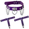 Aroncent Choker Collar Leg 3-piece Set Heart Necklace Chain Leather Belt Cute Punk Rock Harajuku Accessories Party Cosplay Event Lolita Girlfriend