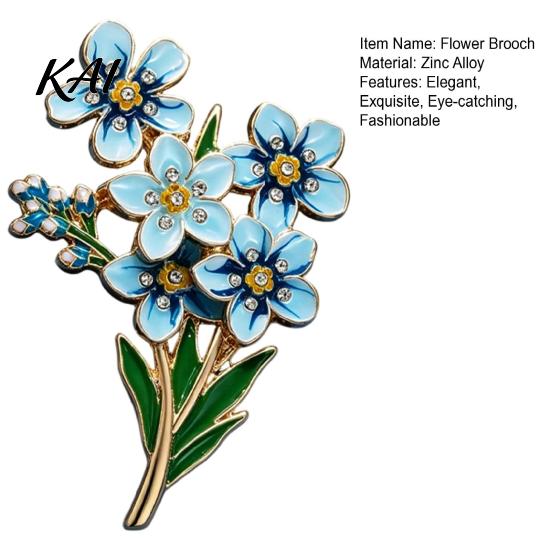 Forget Me Not Flower Brooch Brooch, Alloy Blue Floral Lapel Pin, Memorial Enamel Fashionable Coat Embellishment Pin for Coat, Dress, Hats, Bags,