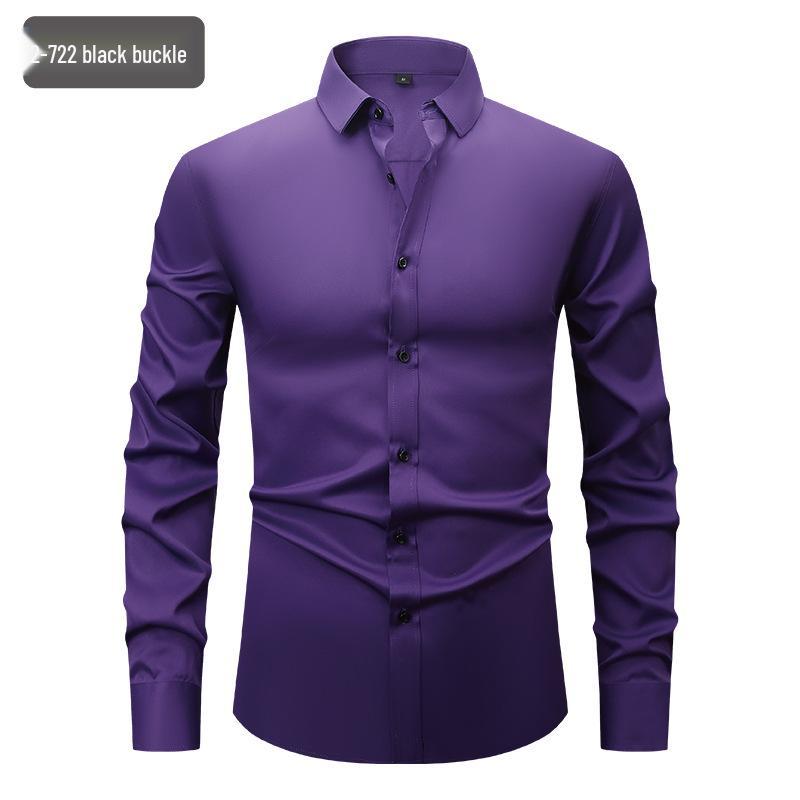 

Мужская белая рубашка с длинным рукавом, тянущаяся в четырех направлениях, устойчивая к сминанию - формальная и повседневная, больших размеров XL [180-200 cm]