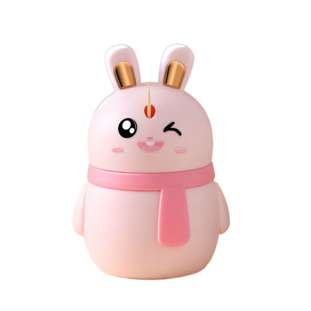 Household Automatic -Up Rabbit Toothpick Box Plastic Dust-proof Toothpick Holder Press Design Toothpick Dispenser Restaurant