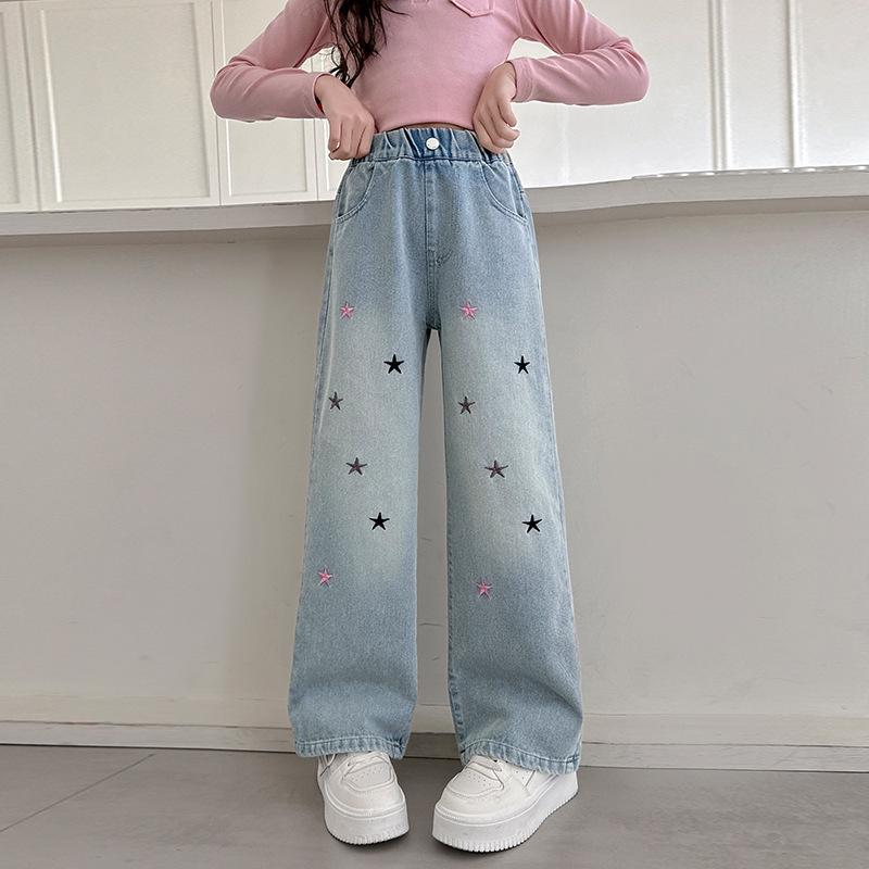 

Девичьи джинсы широкого кроя из денима в стиле корейской звезды на весну/осень 2025 года - Детская мода, прямой крой Over 1000 pieces