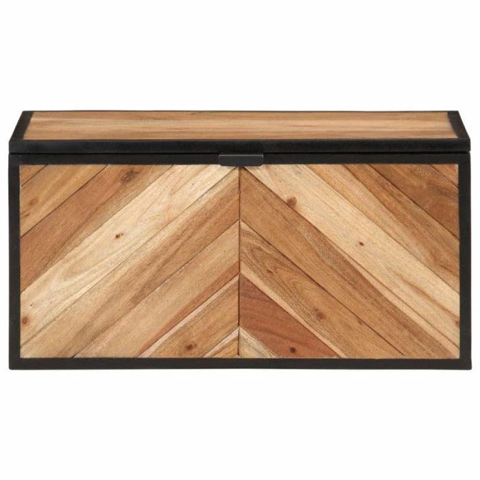 Boîte de rangement 60x30x30 cm bois massif d acacia et fer