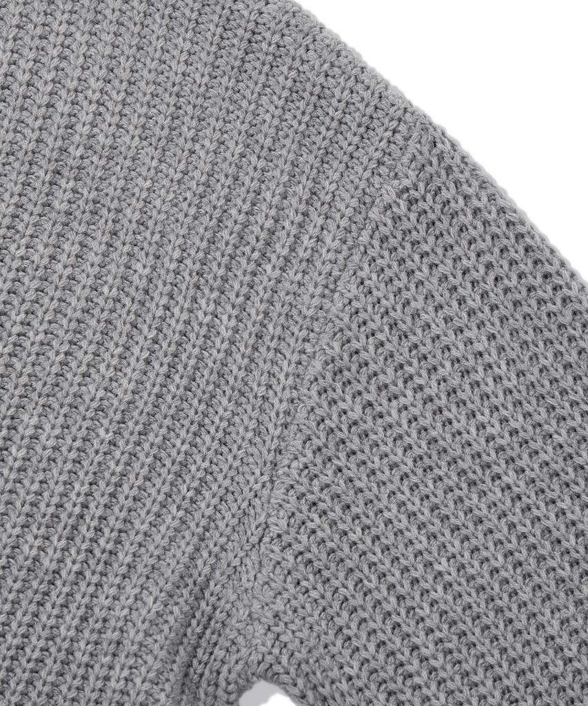 Trillion Washable High-Neck Button-Up Collar Cardigan Knit (Melange Gray)