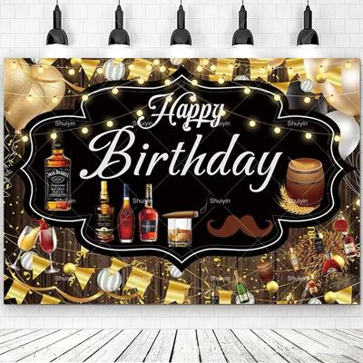 Whisky Cigarre Vintage Bois Fond Photographie Anniversaire Homme Décorations Fournitures de Fête Style Été Bar Décor Mural Rideau