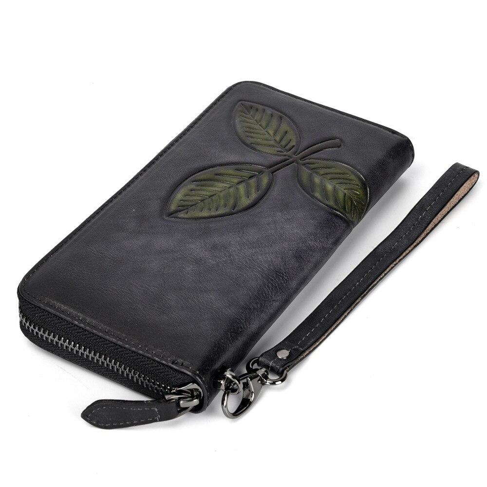 Johnature Vintage Leisure Wallet Card Holder Genuine Leather Long Women Wallets First Layer Cowhide Phone Purses