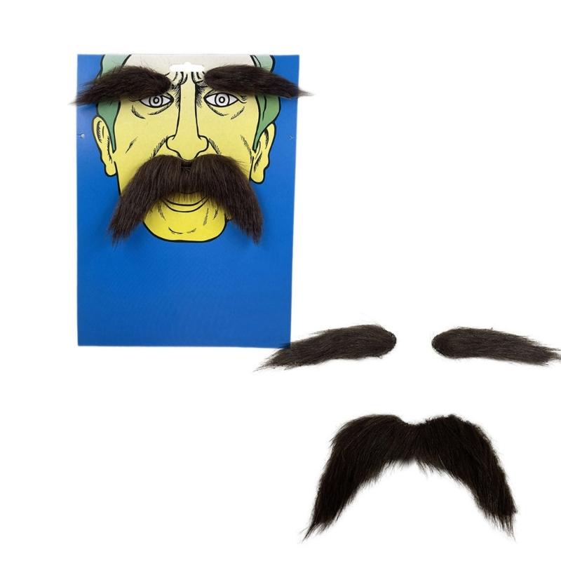 Mustaches and Eyebrows Cosplay Costume Accessories for Halloween Christmas, Self Adhesive Eyebrows and Beard Mustaches