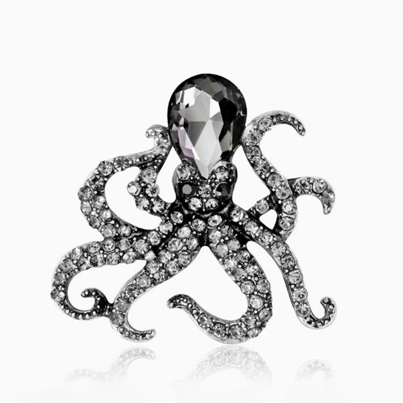 

Exquisite Animal Octopus Brooches For Women Clothing Coat Accessries Gift серый