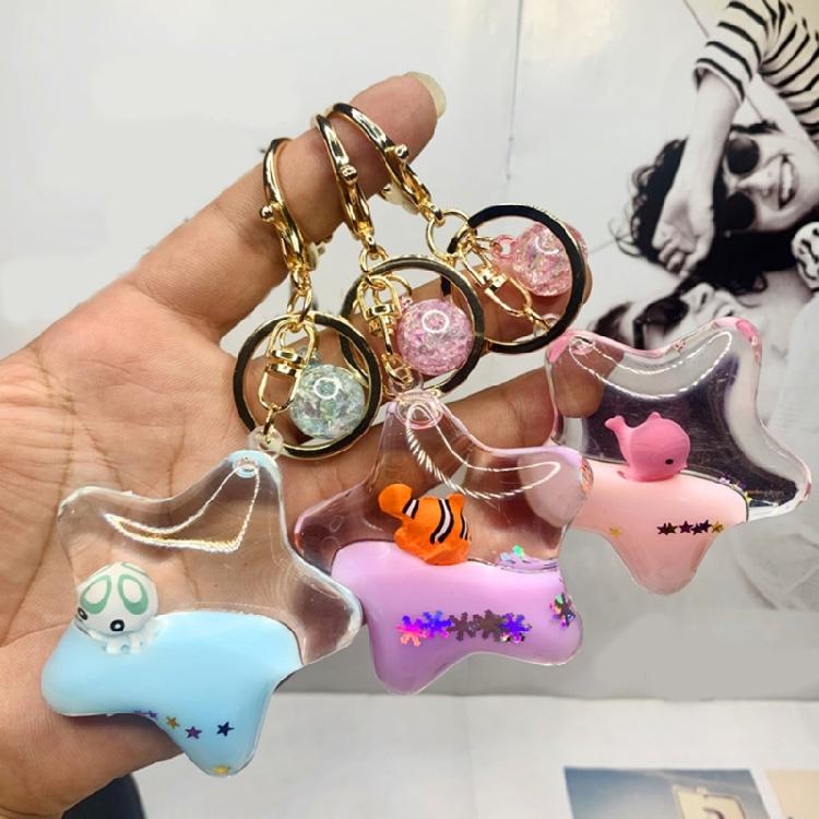 Eye Catching Pentagrams Keychain with Cartoon Animals Star Shaped Bag Pendant Accessories Fashionable Key Decoration