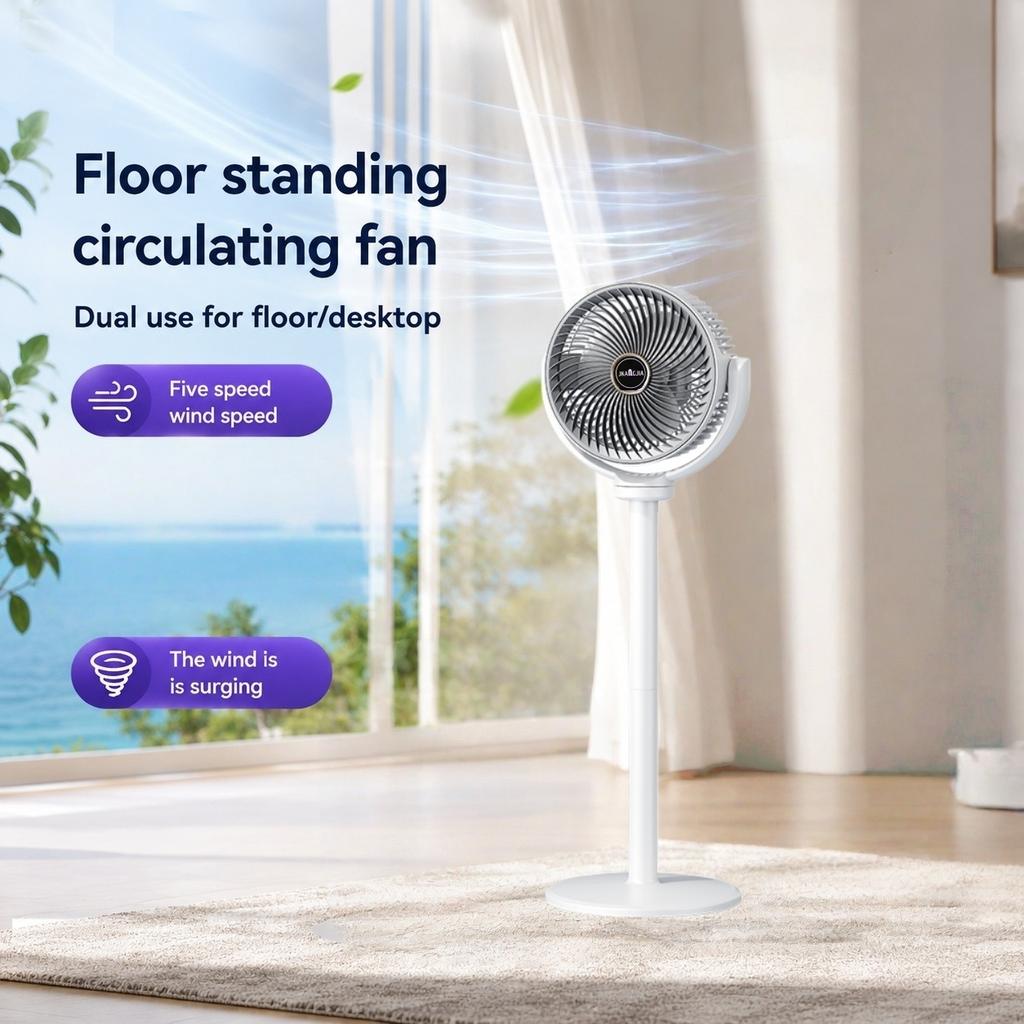 Ventilatore Circolatore d'Aria Moderno 3-in-1 5 Velocità 4 Altezze Silenzioso Portatile Ventilatore a Pedistallo USB-C per Casa Camera da Letto Ufficio Camper Campeggio