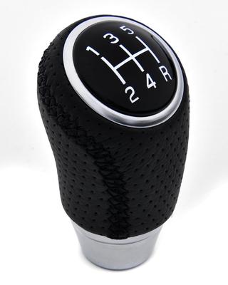 Jimny Sierra Manual Transmission Shift Knob In Piano Black with Perforated Black Leather and Euro Stitching JB64-74