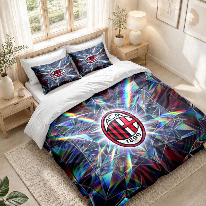 Bedding Set 1 Duvet Cover 2 Pillowcases AC Milan Print Bedroom Home Decoration