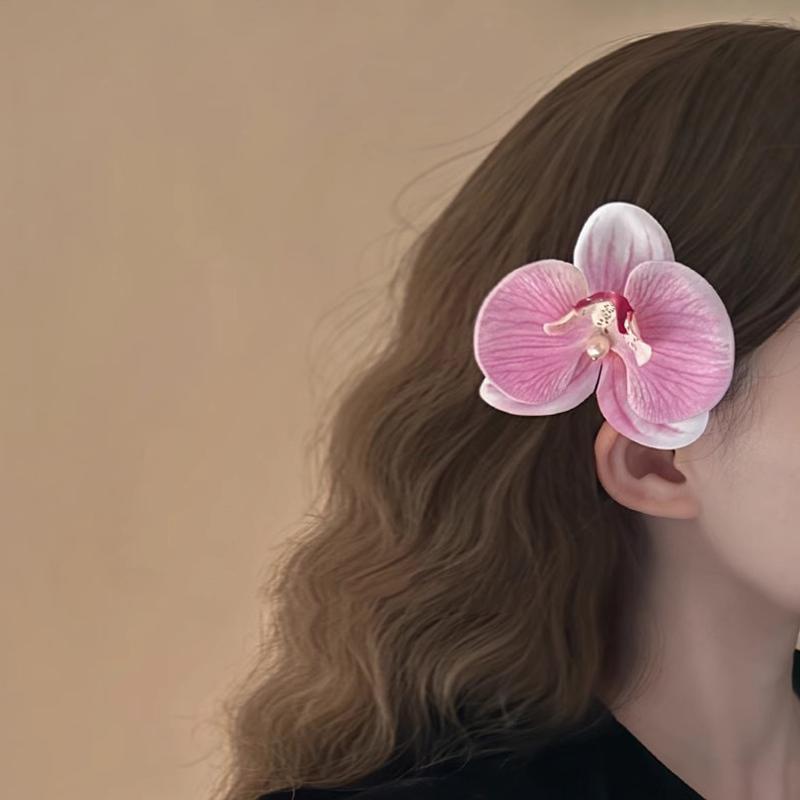 Korean Sweet Orchid Hair Clip For Woman Artificial Flower Hairpins Hair Barrettes Clip Wedding Party Headwear Accessories Gifts