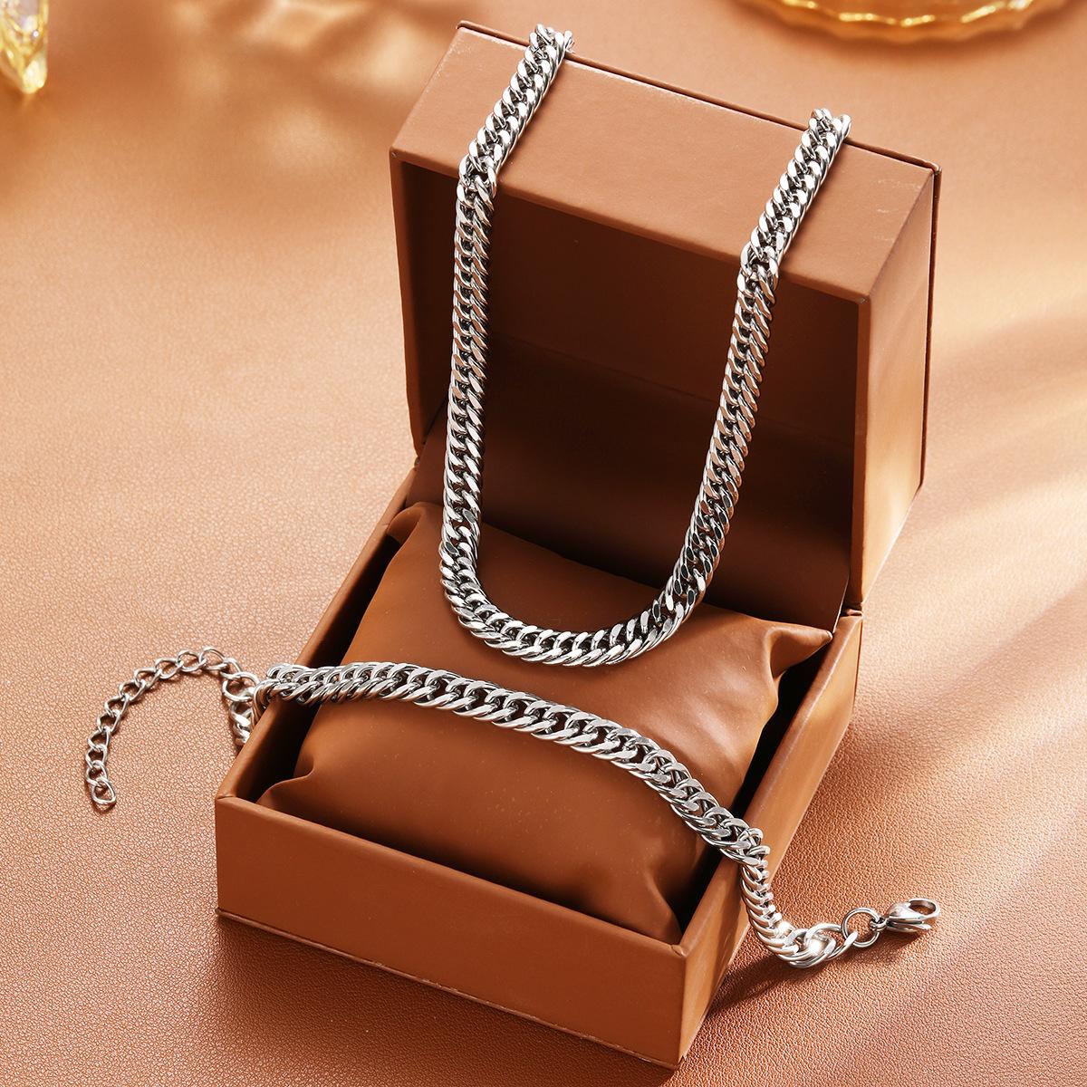 

European Style Cross Ring Necklace and Bracelet Set: Unisex Simple Sweater Chain Accessories
