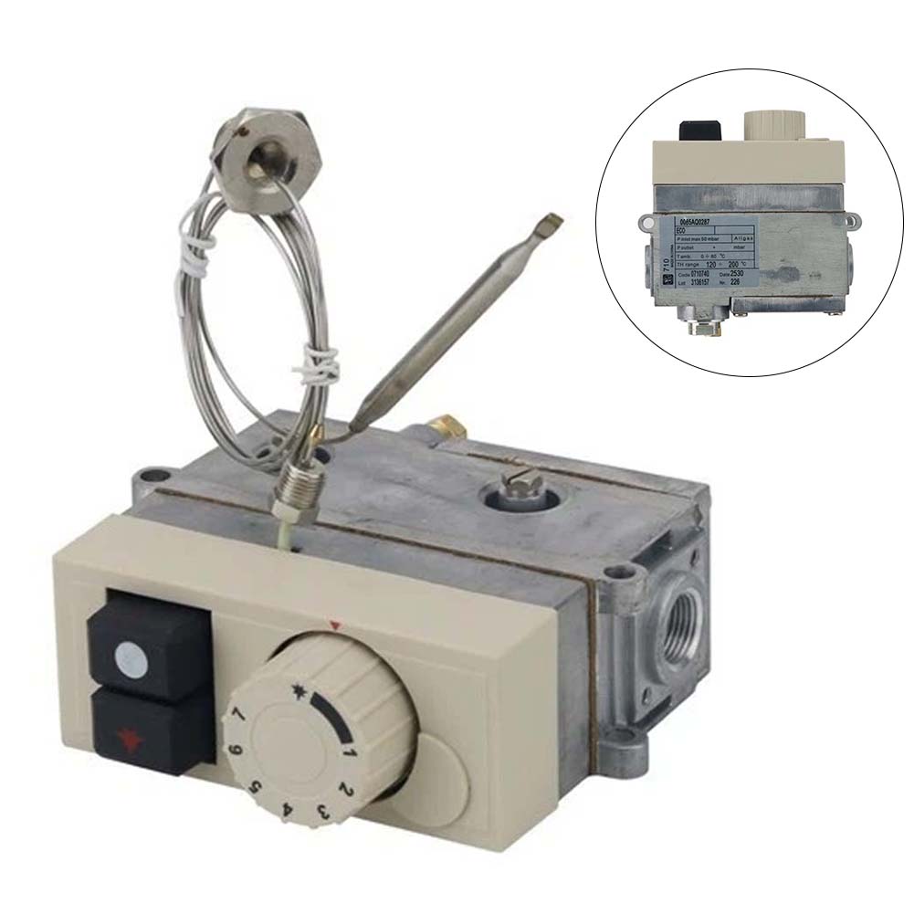 Gas Valve 0085AQ0287 Thermostatic Type for Commercial Kitchen Use 120-200C Rp1/2 Rp3/8 Inlet M4X7 Flange Mounting