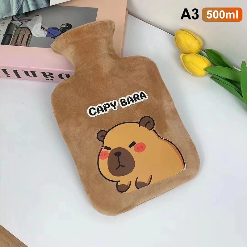 300/500/1000ml Niedliche Cartoon Capybara Heißwasserflasche Wasserfüllung Kleine Tragbare Studentenhandwärmer Niedlicher Weicher Warmwasserbeutel