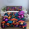Colorful Mushroom Forest Pattern Bedding Duvet Cover Set Duvet Cover Pillowcases (1 * Duvet Cover 2 * Pillowcases, Without Duvet Insert)
