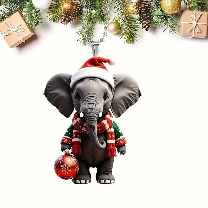 Acrylic Whimsical Cartoon Christmas Tree Hanging Ornament For Festive Interior Car