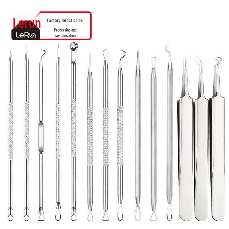 Blackhead Removal Needle and Tweezer Set for Acne and Pimple Extraction