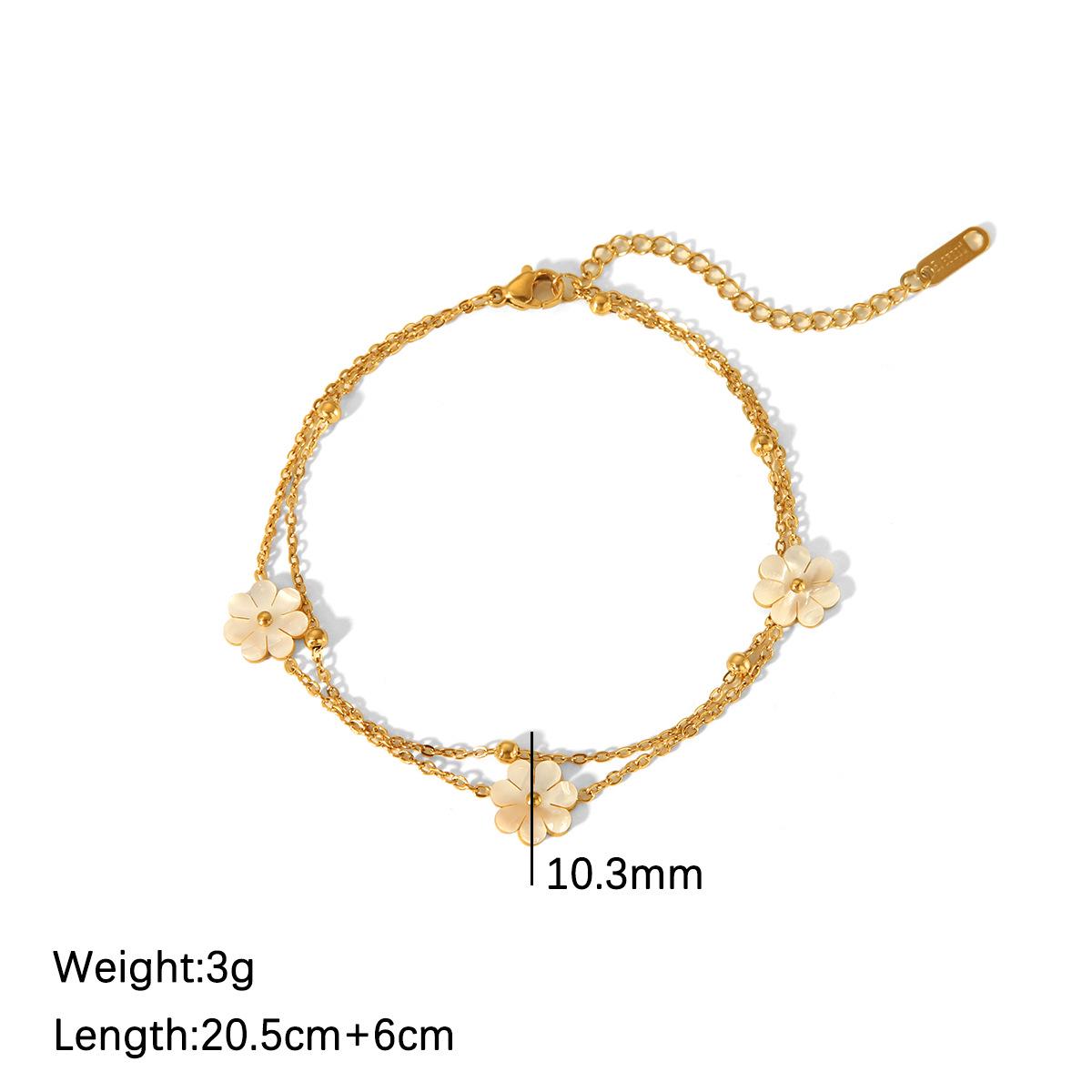 

Многослойный браслет на ногу из 18-каратного золота и смолы в виде цветка для повседневной носки золотой