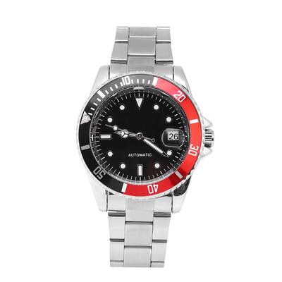 Winner Male Automatic Mechanical Watch Stainless Steel Band Wristwatch Red & Black