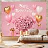 Happy Mother's Day Backdrop Thanks Best Mom Floral Flower Love Heart Mothers Day Birthday Photography Background Photo Studio