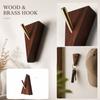 Creative Solid Wood Wall Hook Scandinavian Style Walnut Wood with Brass Metal Peg for Hanging Clothes Bags Towels and Accessories