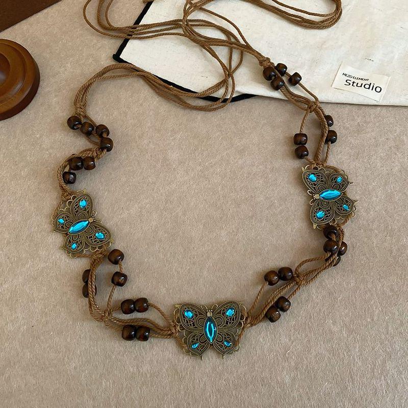 Korean Silk Scarf with Wooden Beads: Trendy, Versatile Waist Chain & Belt for Women