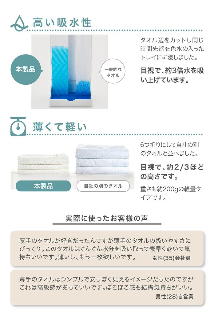 Imabari Bath Towel 60cm X Made In Japan with Thin and Dries Quickly 120cm, Quick-Drying Towel, 100% Cotton, (3)