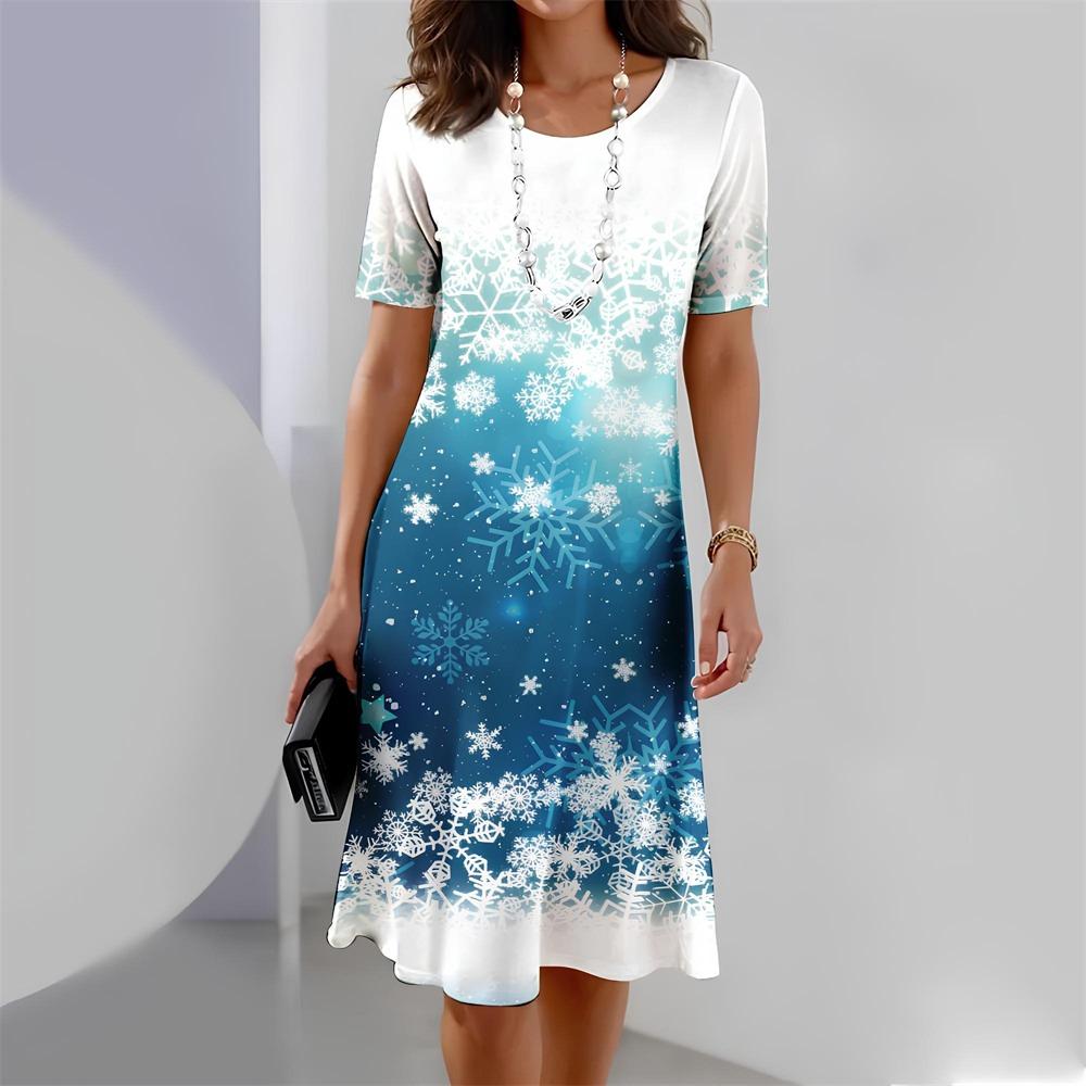 Christmas Dress Women Elegant O-neck Short Sleeve Dresses Plus Size Red Casual Party Summer Dress Fashion Vestidos