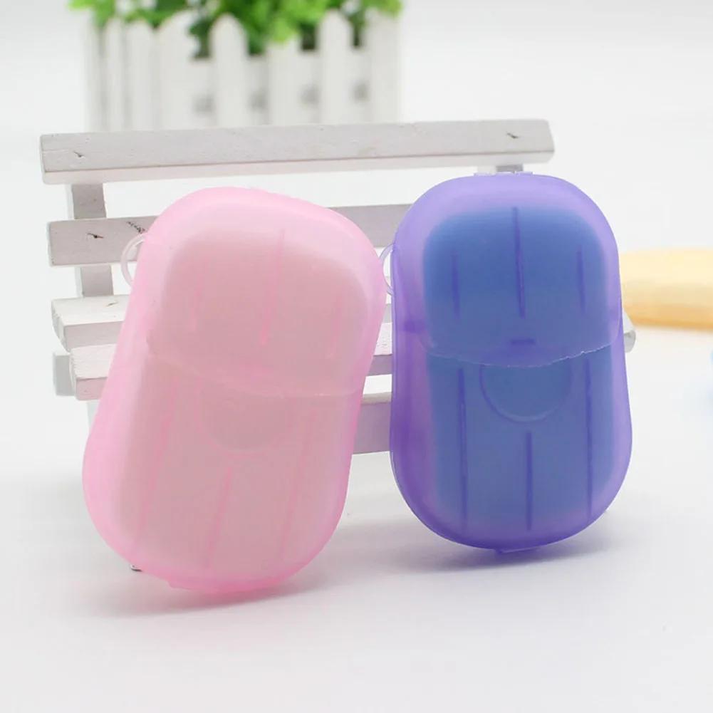 20/60/100Pcs Travel Soap Paper Disposable Boxe Mini Sheet Soap Washing Hand Kitchen Bathroom Supplies Outdoor Camping Paper Soap