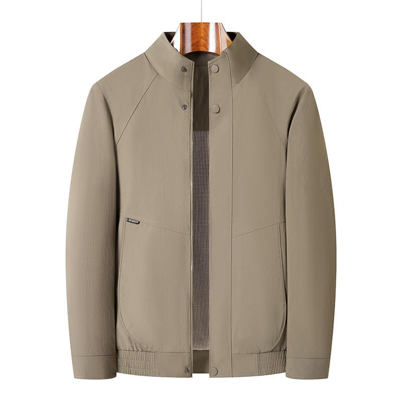 Fashionable Casual Men s Retro Stand Collar Jacket Casual Coat 2XL хаки