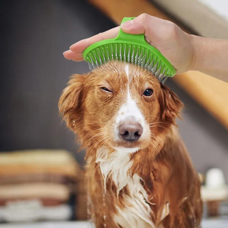 Dog Bath Comb Silicone SPA Pet Combs Shampoo Massage Brush Shower Hair Removal For Cleaning the Animals Bodies FMT2066