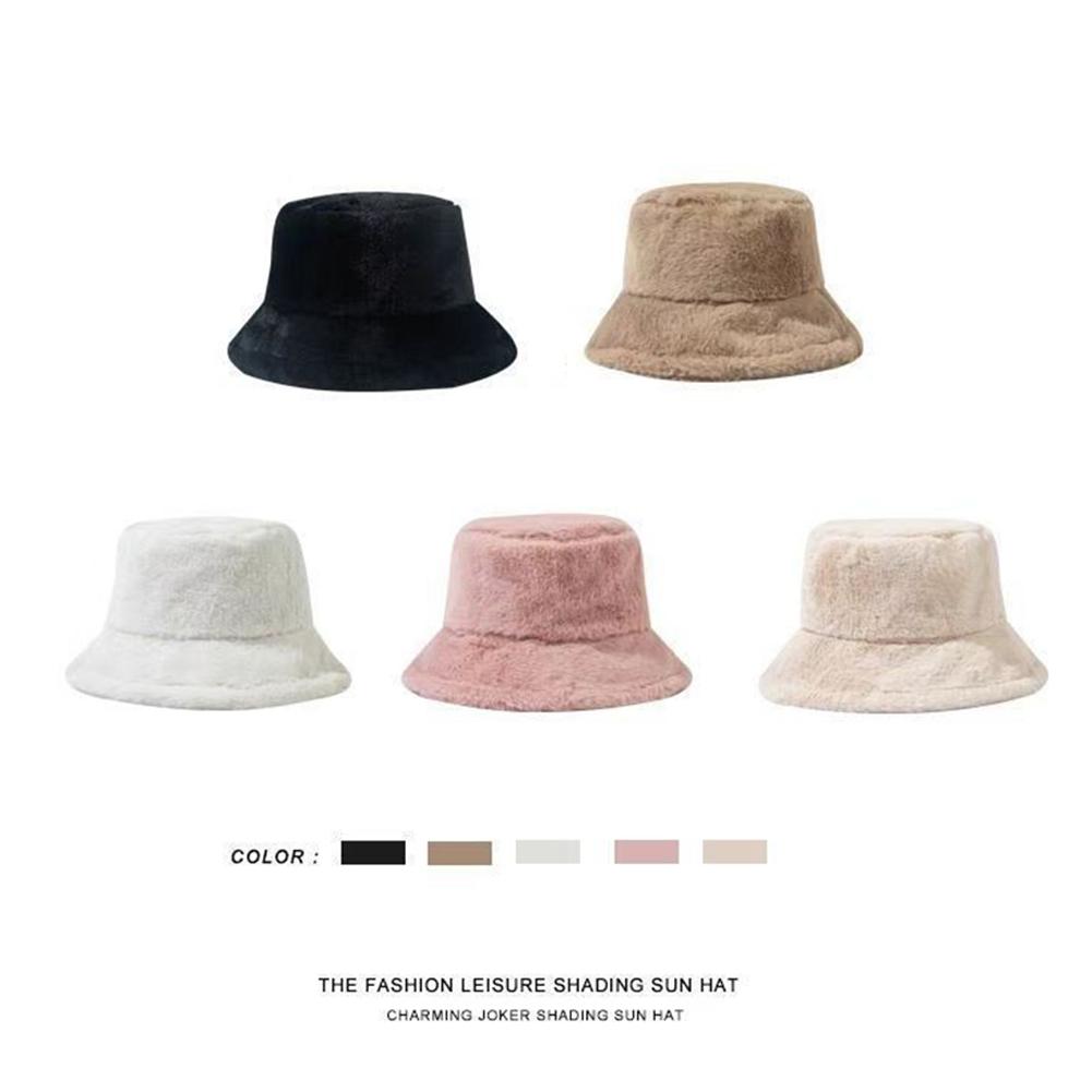 Faux Fur Winter Bucket Hat for Women Girls Fuzzy Soft Warm Hat Women's Furry Rave Fisherman Cap for Casual Trips Sports Skiing