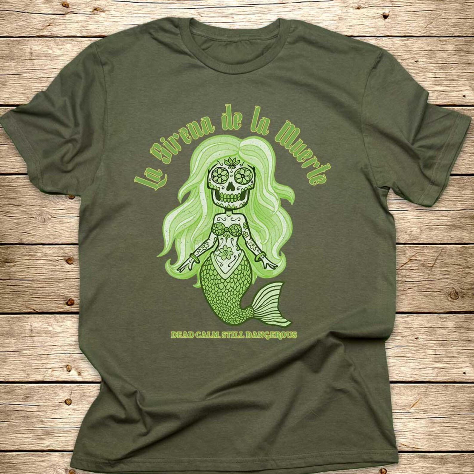 La Sirena de la Muerte T-Shirt | Mermaid Skull Ocean Marine Tee L