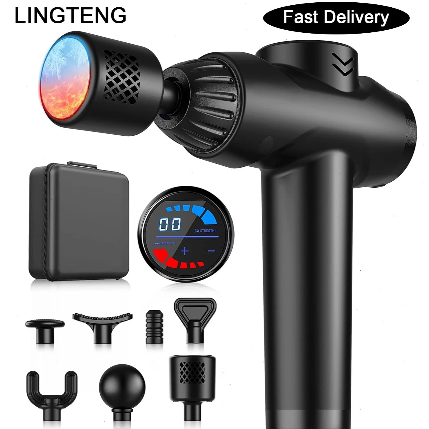 Smart Electric Fascia Gun, Booster Vibration Muscle Massager, Portable Handheld Neck Body Massager for Fitness Relaxation Type C Charge