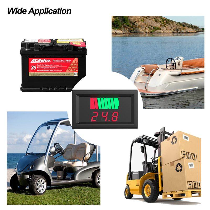 Battery Voltage Monitor, 2 In 1 Universial Battery Status Monitor 12V, 24V, 36V, 48V, 60V LED Digital Battery Meter for Lithium