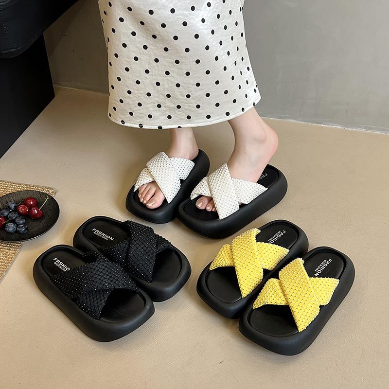 Damen Sommer neue Leder-Sandalen mit dickem Boden für draußen Strand lässig vielseitig Rock rutschfest