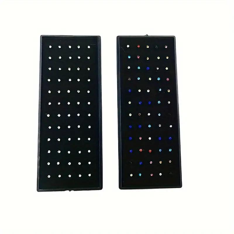 60 Pieces/set of Fashionable Rhinestone Nose Studs, Stainless Steel Nose Rings for Women's Daily Wear, Holiday Banquet Jewelry Accessories