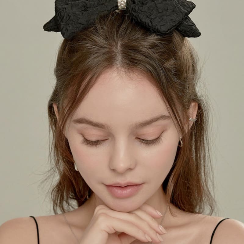 

BESTY Fluffy Pearl Ribbon Pin Fluffy Hairpin - Mocha