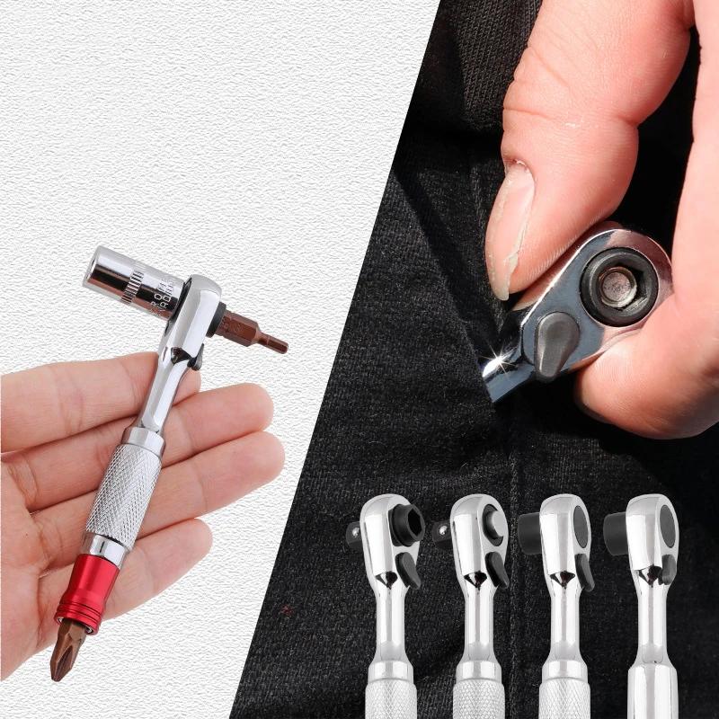 Ratchet Wrench Mini Multi-functional Screwdriver Bit Holder Torques Spanners 1/4 Socket For Vehicle Bicycle Rotation Repair Tool