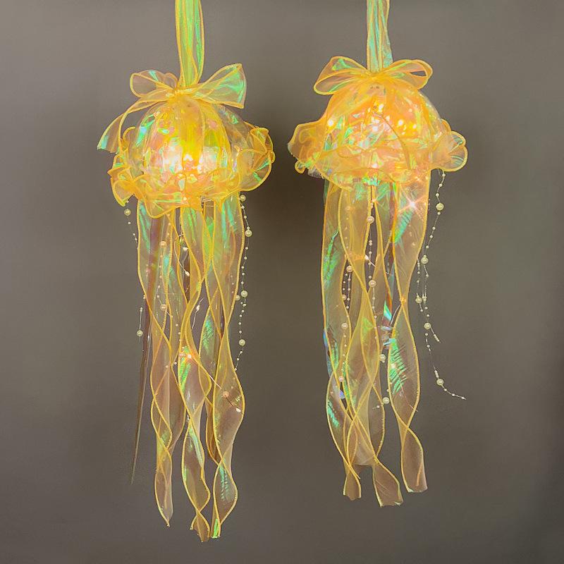 Color DIY Jellyfish Lamp Lantern Mermaid Parti Jellyfish Light Lantern Girls Happy Under The Sea Theme Birthday Party Decor