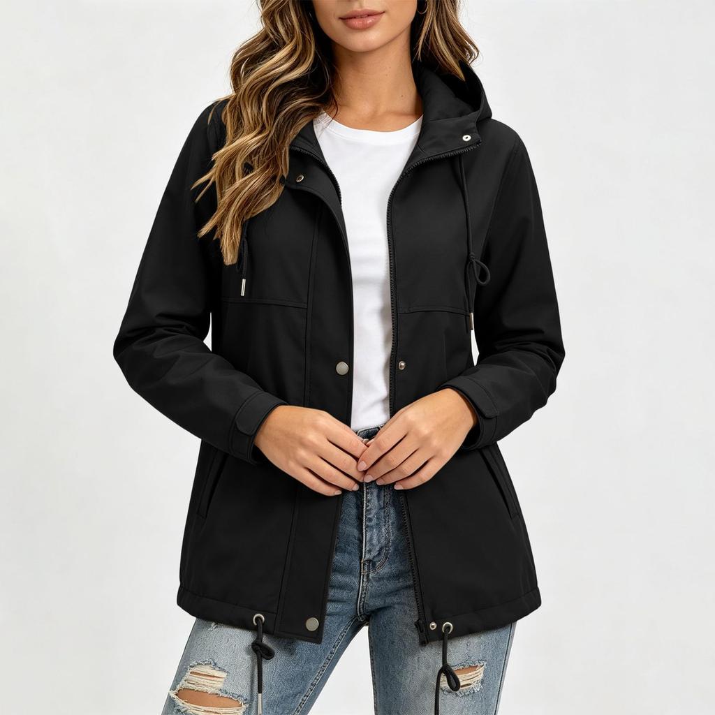 Women's Rain Jacket Color Casual Outdoor Coat for Hiking and Travel