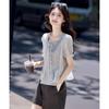 Shangjing Women's Aurora Pleated Puff Sleeve Short-Sleeve Shirt
