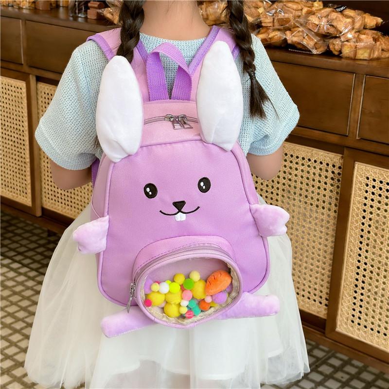 Adorable Cartoon Bunny Backpack For Kids Colorful Nylon Breathable Design