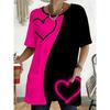 Women's  Heart Print Short Sleeve Top Round Neck Loose Fit Blouse Tee Suitable for Summer Casual Top