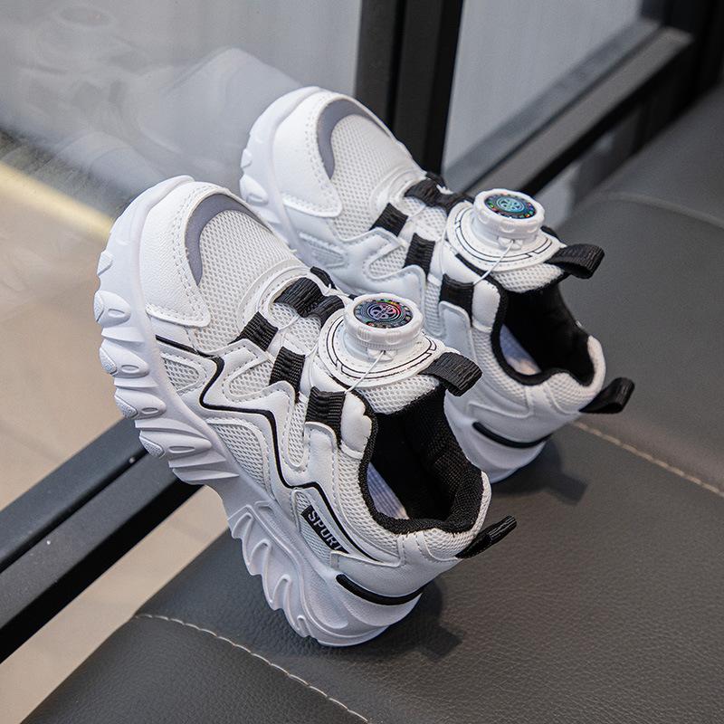Children's Rotating Button Sneakers, New Spring/autumn Styles, Breathable Mesh Sneakers for Girls, Korean-style Dad Shoes for Boys